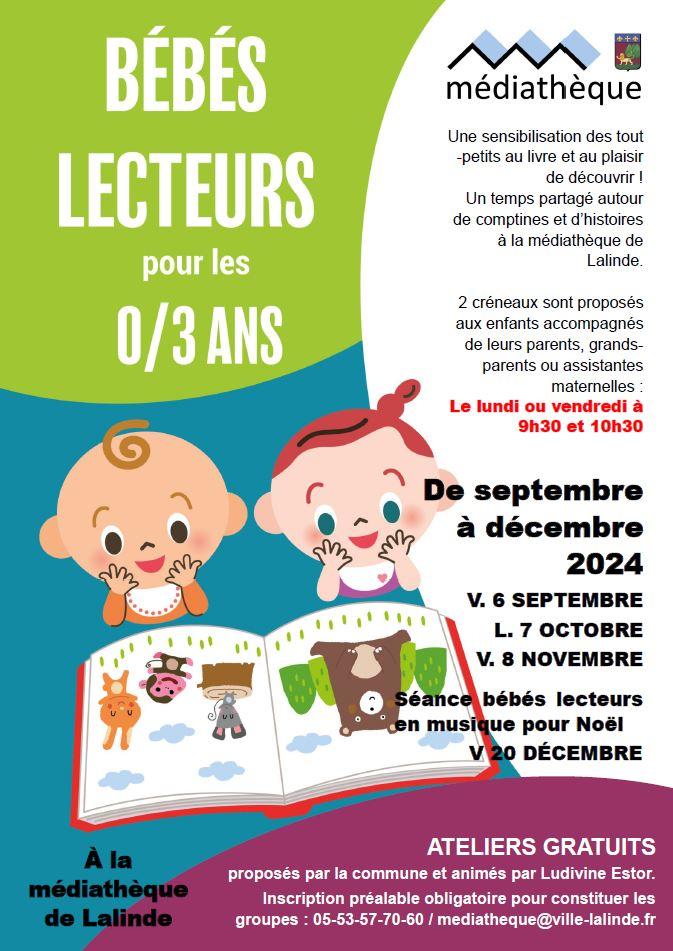 Affiche bebes lecteurs mediatheque annee 2024 2025 de sept a dec