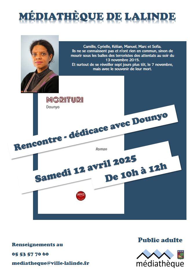 Affiche dedicace dounyo a la mediatheque de lalinde