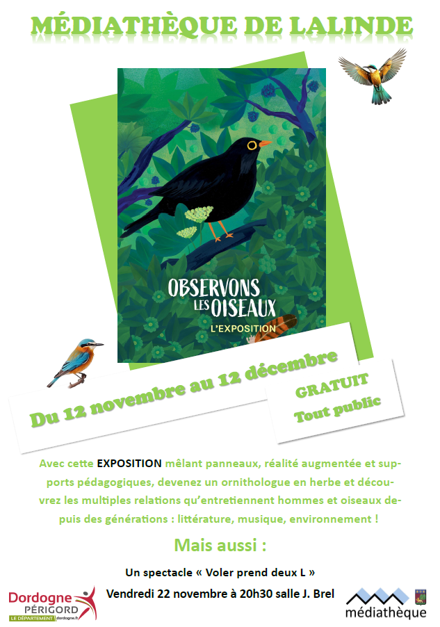 Affiche exposition sur les oiseaux