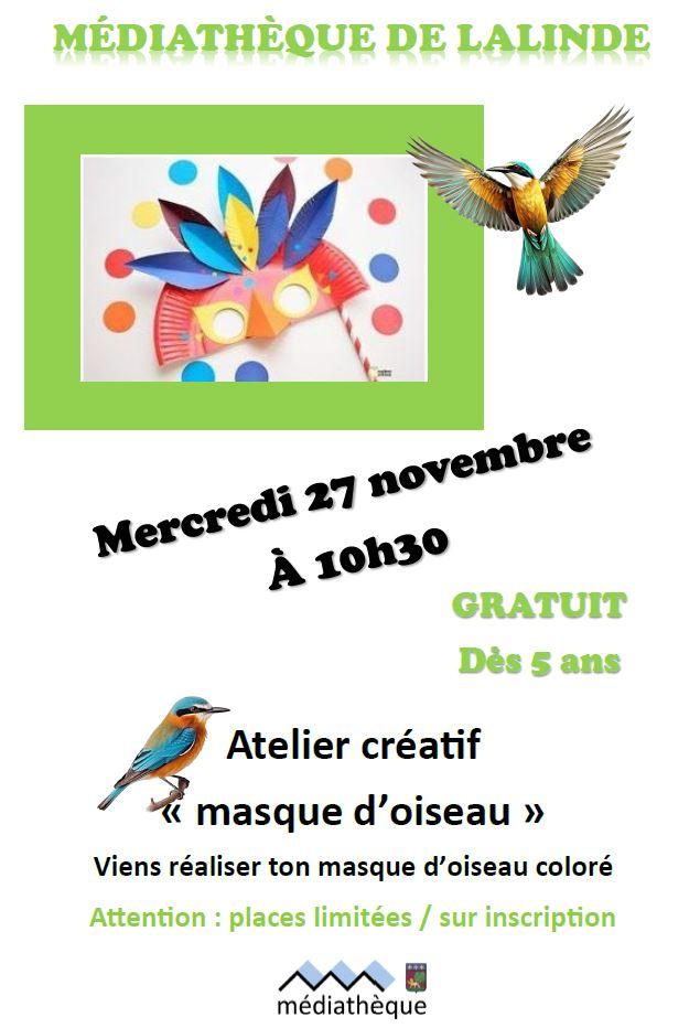 Atelier masque d oiseau